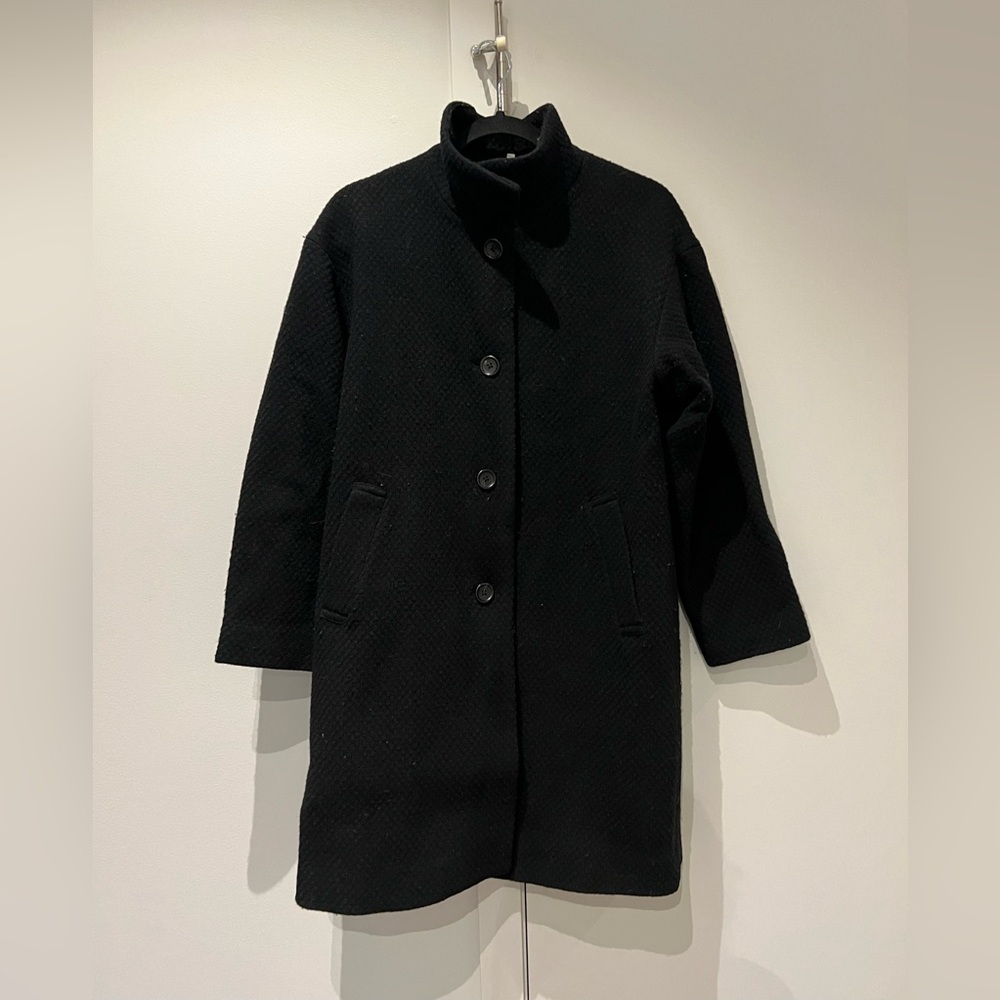 Muji 80% wool black winter coat